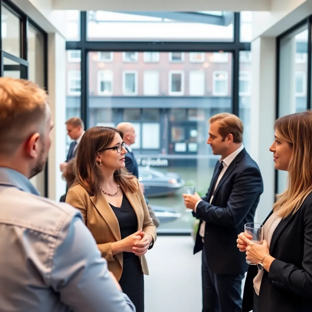 Professionele netwerkbijeenkomst in Amsterdam met diverse zakenmensen