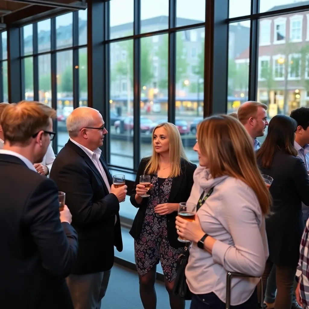 Nederlandse zakelijke bijeenkomst met professionals die in gesprek zijn