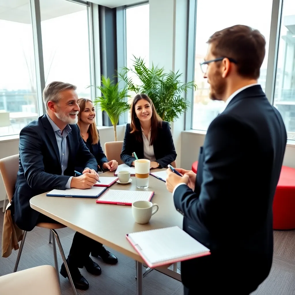 Zakelijke borrel in een modern Nederlands kantoor